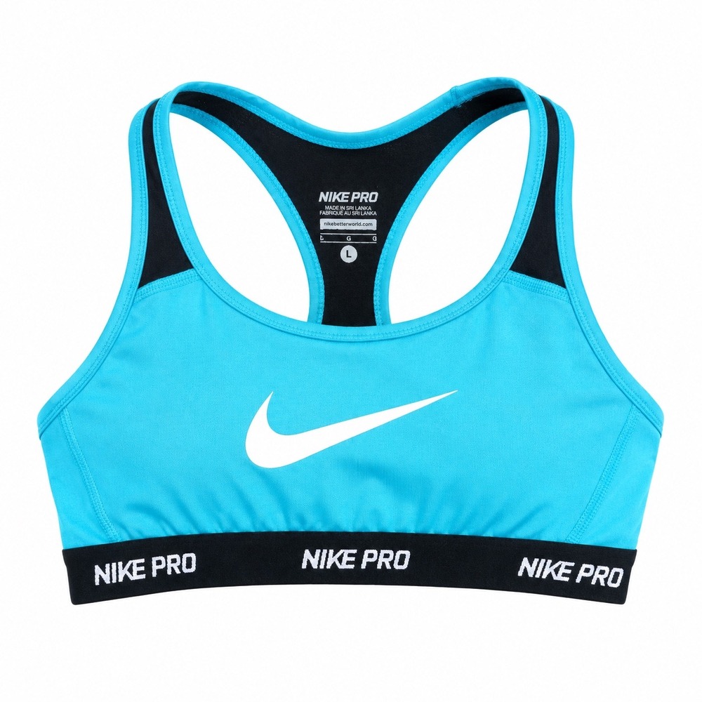 Nike Pro Racerback Sports Bra Turquoise teal Large athletic workout gym sporty